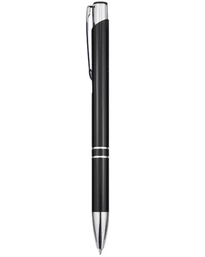 Penna a sfera Moneta alluminio laccato con dettagli cromati 14cm Nero