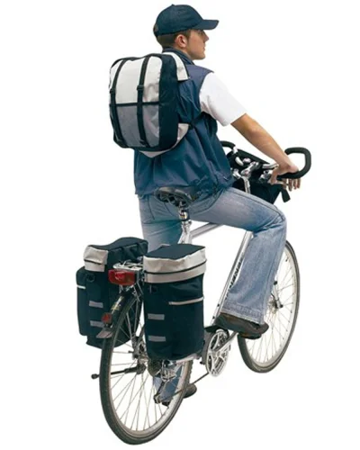 Set borse bici BIKE nere, riflettenti, antipioggia e zaino, poliestere