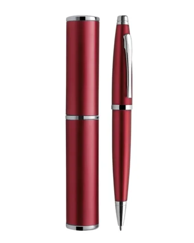 Penna a sfera Alexia in alluminio nero, lacca metallizzata 53g Bordeaux