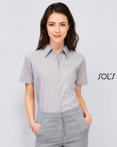 Camicia donna Escape popeline, classic fit, colletto rinforzato