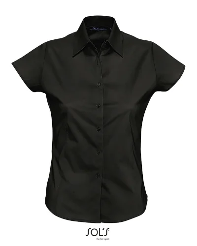 Excess Camicia Donna Stretch Slim Colletto Unico Nero