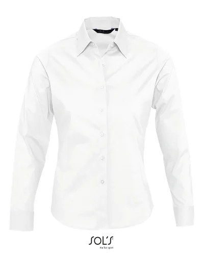 EDEN Camicia Donna Stretch Cotone Casual Fit, Colletto Unico Bianco