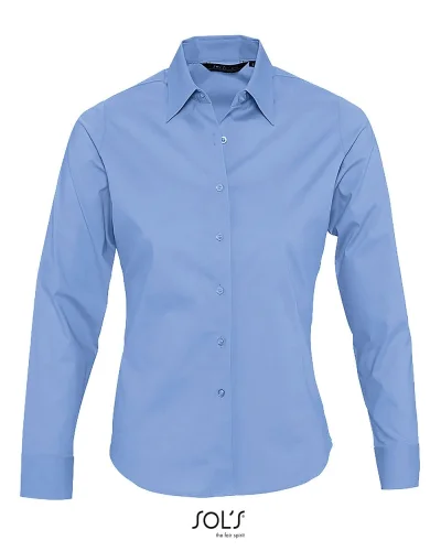 EDEN Camicia Donna Stretch Cotone Casual Fit, Colletto Unico Cielo Brillante