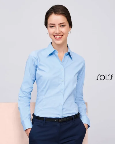 EDEN Camicia Donna Stretch Cotone Casual Fit, Colletto Unico