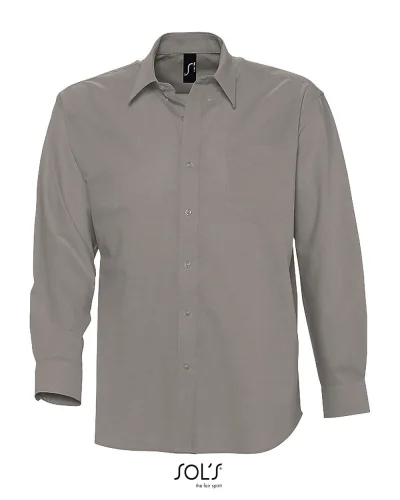 Camicia uomo Oxford, regular fit cotone tasca cuore Argento