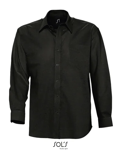 Camicia uomo Oxford, regular fit cotone tasca cuore Nero