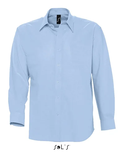 Camicia uomo Oxford, regular fit cotone tasca cuore Cielo