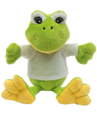 Peluche ranocchia FRIEDA verde 18x27cm in poliestere con maglietta