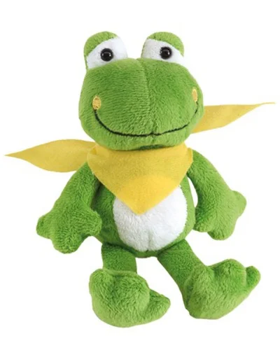 Peluche ranocchio BERND 18cm, poliestere, fazzoletto giallo