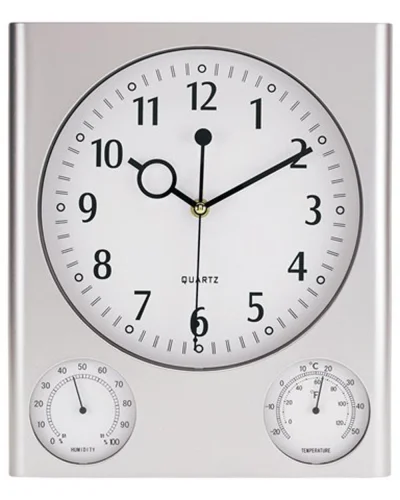 Orologio da parete SATURN 3 display con termometro e igrometro Argento