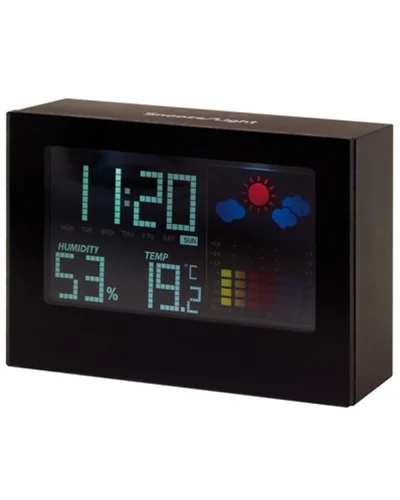 Orologio da scrivania COLOUR LCD nero, meteo e allarme, 8,5x12x4