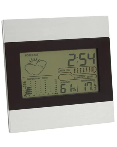 Stazione Meteo Shiny Day, LCD Alluminio, Termometro, 13x13cm