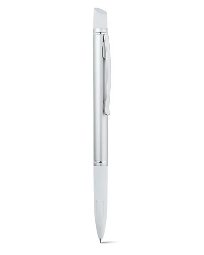 GUM Penna a Sfera in Alluminio con Gomma Antiscivolo Nera 12g Bianco