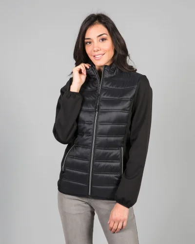 Lovanio Lady Giubbino impermeabile nylon softshell piuma nero