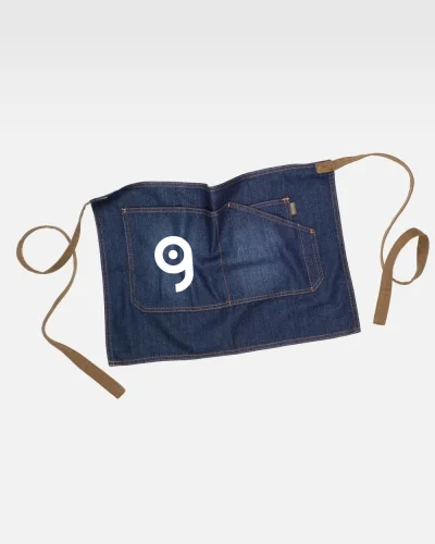 Grembiule corto denim con 3 tasche, 50x35 cm