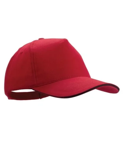 Cappellino Rubec in cotone pettinato e visiera sandwich Rosso