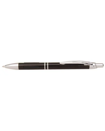 Penna a scatto Lucerne in alluminio nera, 14,2cm, grip gommato