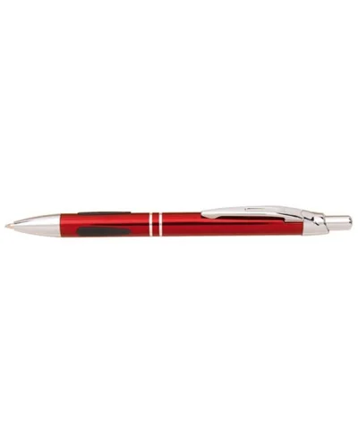 Penna a scatto Lucerne in alluminio nera, 14,2cm, grip gommato Rosso