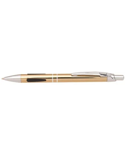 Penna a scatto Lucerne in alluminio nera, 14,2cm, grip gommato Oro