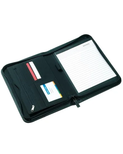 Portablocco CREADO A5 con zip, poliestere/PVC nero 26x18x3,5 cm