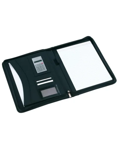 Portablocco Noblesse A4 zip calcolatrice similpelle nero 35x28