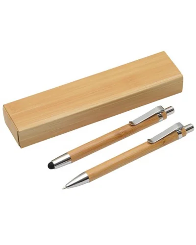 Set scrittura DOUBLE BAMBOO penna touch e portamina in bambù
