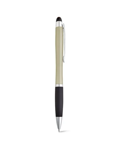 HELIOS Penna a sfera alluminio LED touch clip metallo argento Dorato Satinato