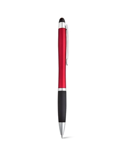 HELIOS Penna a sfera alluminio LED touch clip metallo argento Rosso