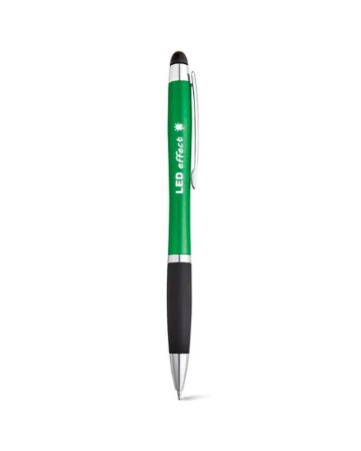 HELIOS Penna a sfera alluminio LED touch clip metallo argento