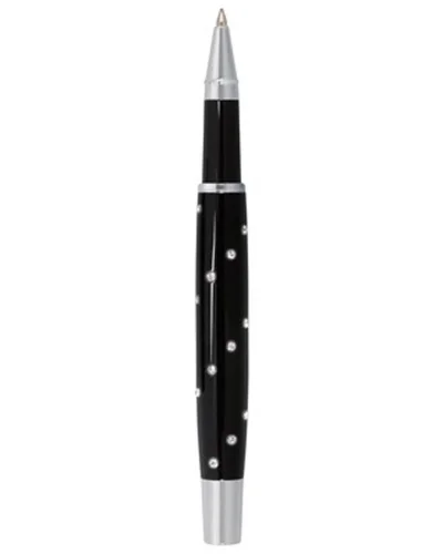 Roller penna nera RIGA in ottone con Swarovski e clip metallica