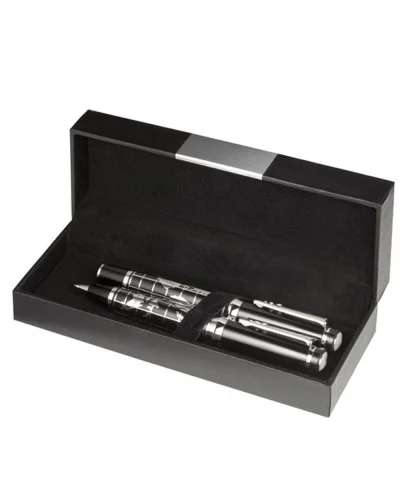Set scrittura INTERCONTINENTAL in ottone cromato con mappe