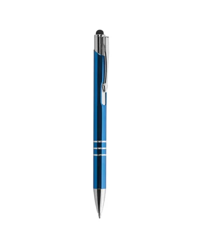Penna a sfera Chrome Plus alluminio con gommino touch Blu