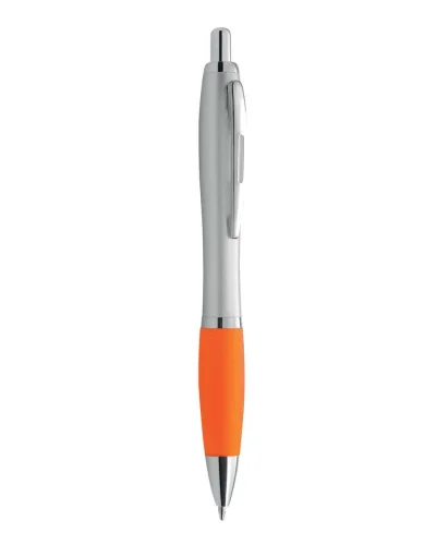 Penna a sfera Akos silver con grip colorato e refill nero Arancio