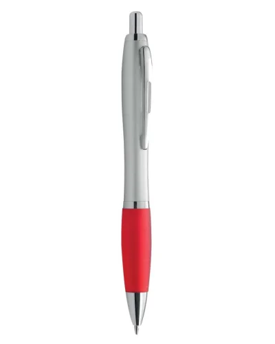 Penna a sfera Akos silver con grip colorato e refill nero