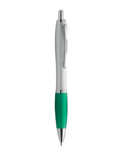 Penna a sfera Akos silver con grip colorato e refill nero Verde