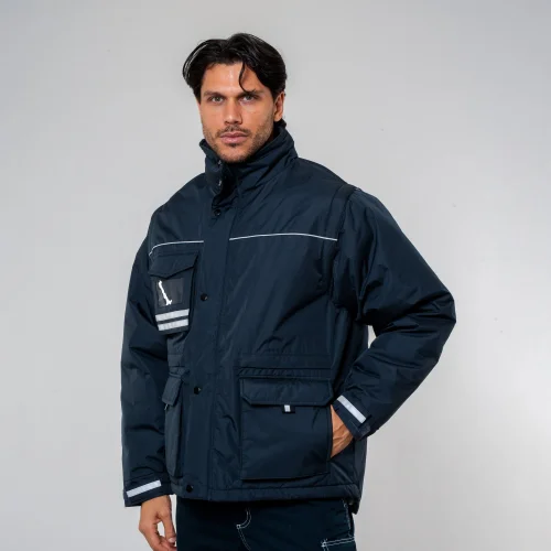 Giubbino Japan imbottito uomo, impermeabile con porta badge