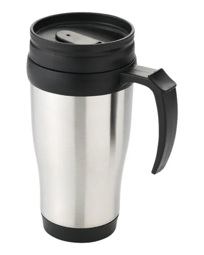 Tazza termica Sanibel 400 ml in acciaio inox, BPA Free, Silver Argento / Nero