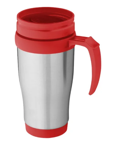 Tazza termica Sanibel 400 ml in acciaio inox, BPA Free, Silver Argento / Rosso