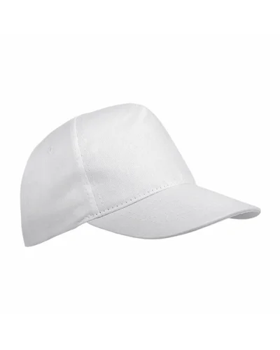 Cappellino junior in cotone , 5 pannelli, regolabile Bianco