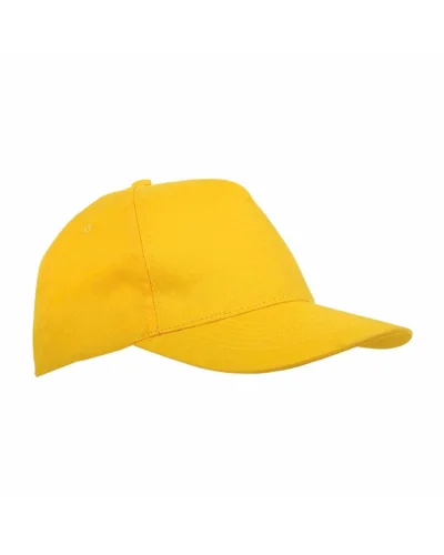 Cappellino junior in cotone , 5 pannelli, regolabile Giallo