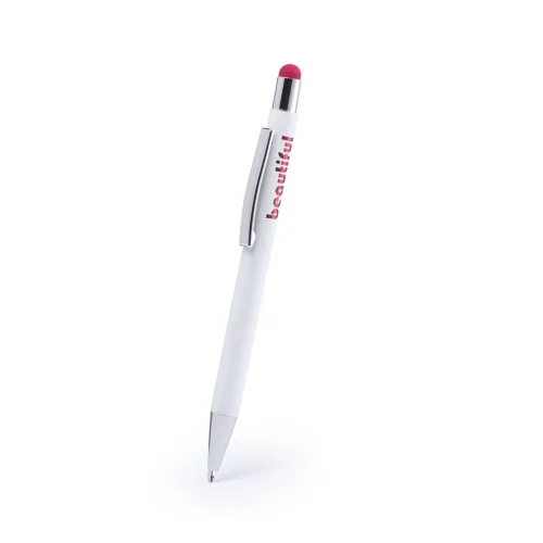 Penna Touch Woner bianca alluminio, puntatore colori, inchiostro blu Blu