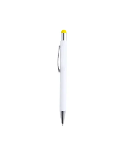 Penna Touch Woner bianca alluminio, puntatore colori, inchiostro blu Giallo