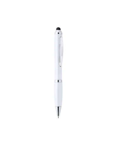 Penna Touch Zeril blu in plastica e bamboo con controllo touch Bianco