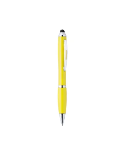 Penna Touch Zeril blu in plastica e bamboo con controllo touch Giallo