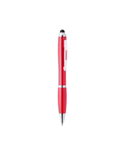 Penna Touch Zeril blu in plastica e bamboo con controllo touch Rosso