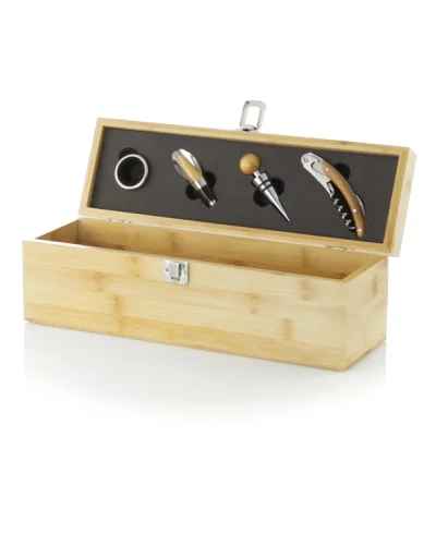 Set Vino Boriax in Bamboo Naturale con Bicchiere – 36x11.8cm