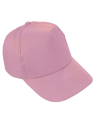 Cappellino junior in cotone , 5 pannelli, regolabile Rosa