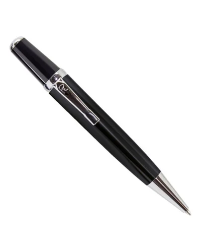 Penna a sfera metallo argento  jumbo, scrittura blu 11,3cm Nero