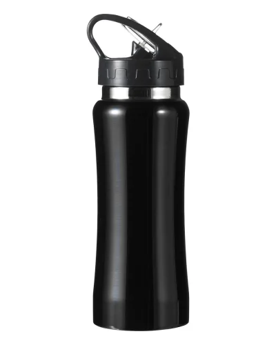 Borraccia inox 600 ml acciaio | Push Button | Leggera Nero