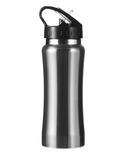 Borraccia inox 600 ml acciaio | Push Button | Leggera Argento